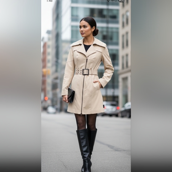 blanc noir Jackets & Blazers - Blanc Noir Lightweight Utility Trench Jacket, Cream Beige, US Womens Small NWT